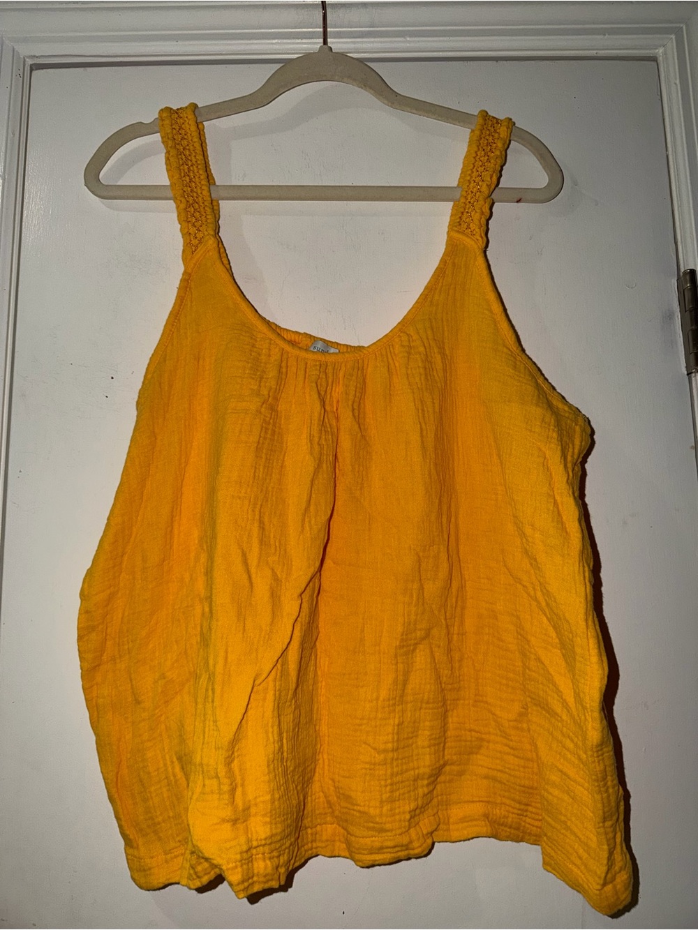 Sundance Bright Yellow Braided-Strap Gauze Tank